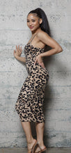 Load image into Gallery viewer, MIDI BODYCON PRINTED JERSEY DRESS LEOPARD
