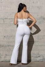 Load image into Gallery viewer, BELL BOTTOM KNIT  JUMPSUIT WITH FEATHERS
