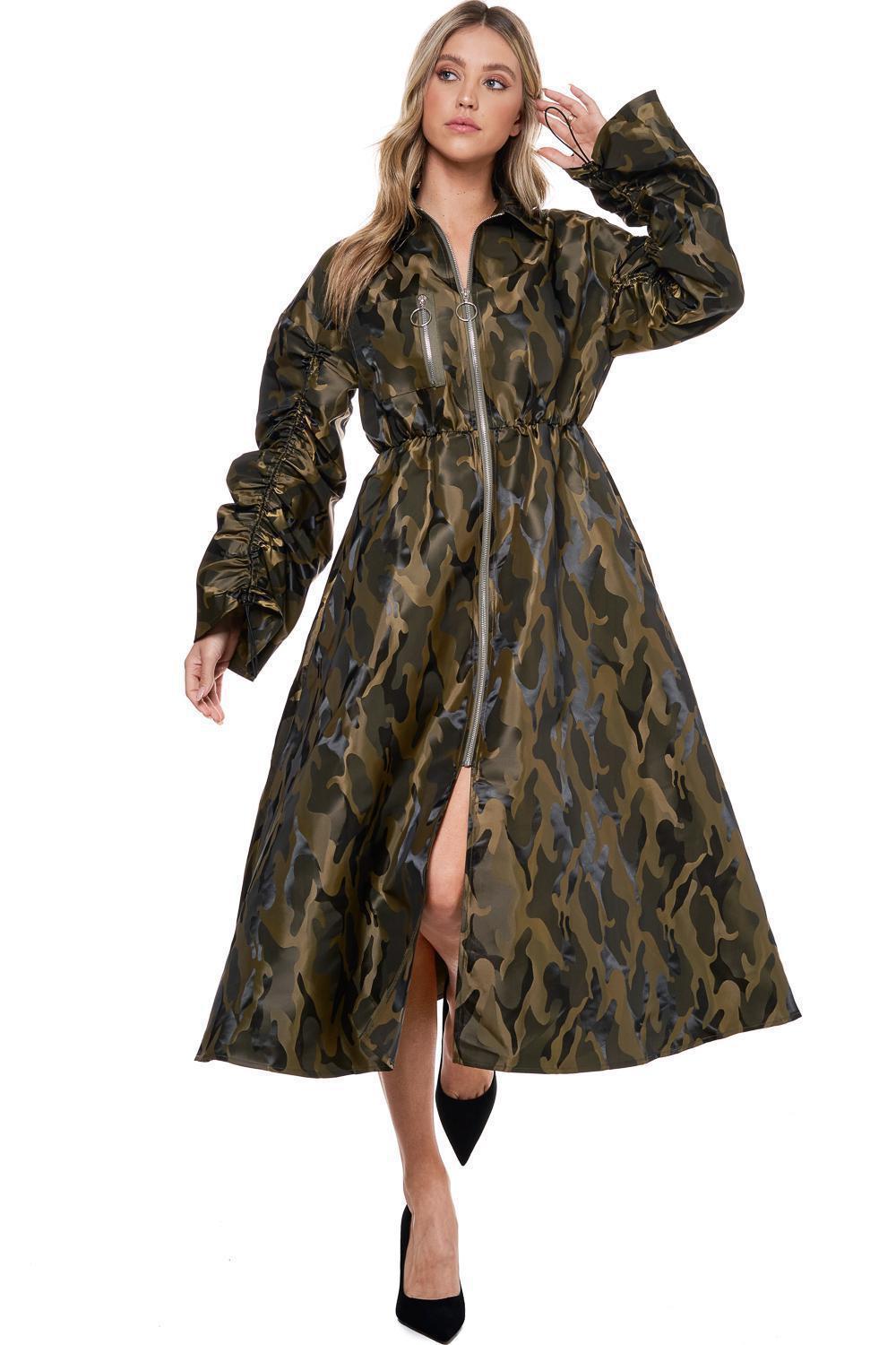 Camo Zipper Dress/Coat
