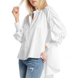 High-Low Shirt with Shirring Sleeve