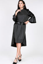 Load image into Gallery viewer, Chel&#39;s Knit Front Belted Faux Leather  Dress
