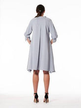 Load image into Gallery viewer, Rounded Collar 3/4 Split cuff Sleeve Midi Dress
