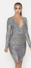 Load image into Gallery viewer, Chel&#39;s Silver Hologram Mini Dress
