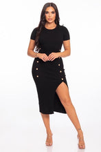 Load image into Gallery viewer, BUTTON DETAIL RIBBED DRESS
