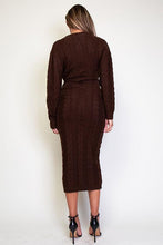 Load image into Gallery viewer, CABLE KNITTED V NECK WRAPPED MIDI DRESS
