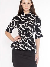 Load image into Gallery viewer, Chel&#39;s Number Print Button Up Peplum Blouse
