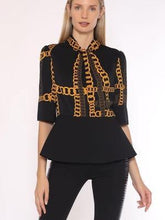 Load image into Gallery viewer, Chel&#39;s Black &amp; Gold Chain Blouse
