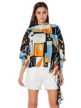 Load image into Gallery viewer, ASYMMETRIC CUT BOAT NECK PRINTED TUNIC TOP
