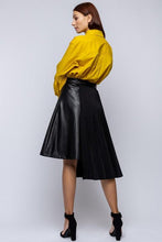 Load image into Gallery viewer, Chel&#39;s  Asymmetrical Pleated Faux Leather Skirt
