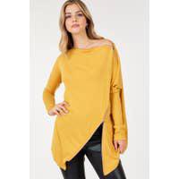 CASHMERE LONG SLEEVE TOP WITH ZIPPERS