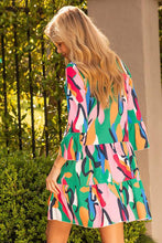 Load image into Gallery viewer, Multi Color Printed V-Neck Tunic Dress
