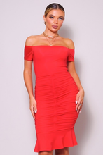 Load image into Gallery viewer, Chel&#39;s Mermaid Off  The Shoulder Midi Dress
