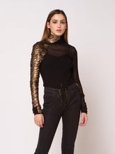 Load image into Gallery viewer, Gold Leather Mesh Top
