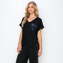 Load image into Gallery viewer, Sequin Pocket &amp; Shoulder Rolled Sleeve
