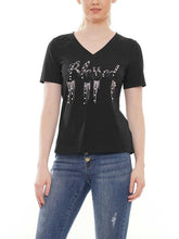 Load image into Gallery viewer, Chel&#39;s Blessed Beaded V-neck Tee
