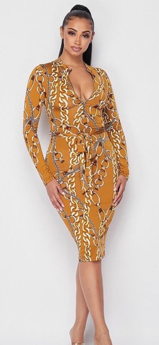 Chel's Chain Printed Midi Dress