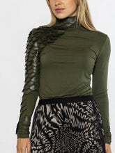 Load image into Gallery viewer, Leather Trimmed High Neck Top

