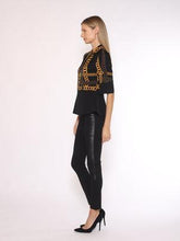 Load image into Gallery viewer, Chel&#39;s Black &amp; Gold Chain Blouse
